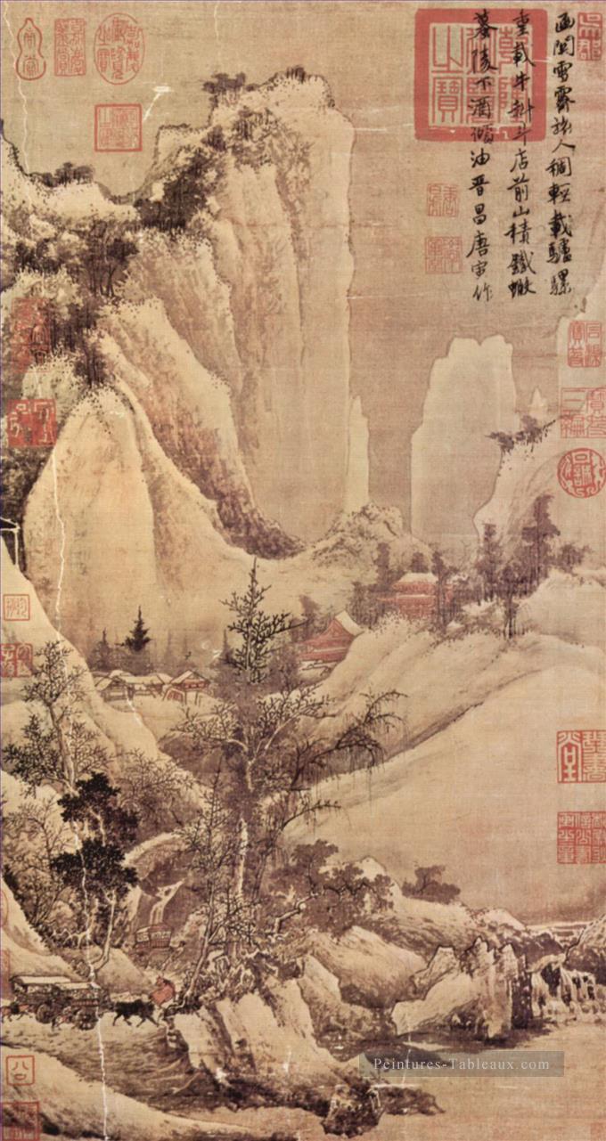 compensation après neige sur un col de montagne 1507 encre de Chine ancienne Peintures à l'huile